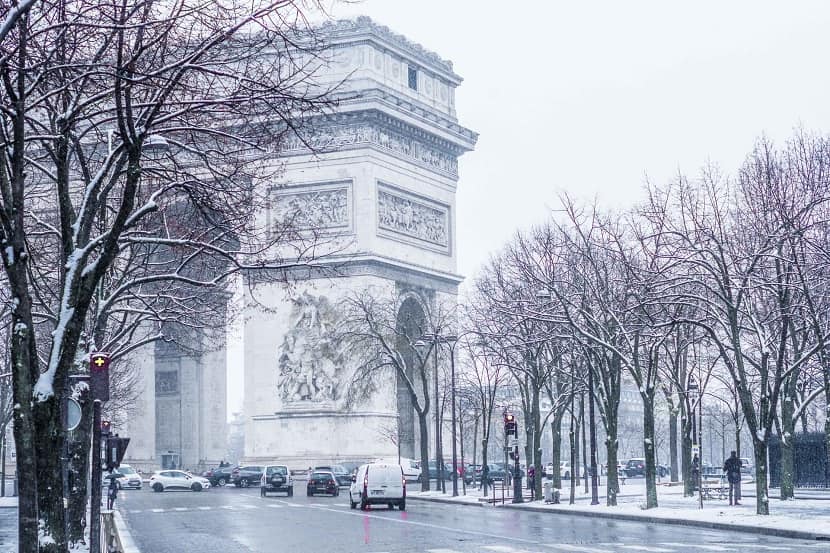 Calles nevadas en París