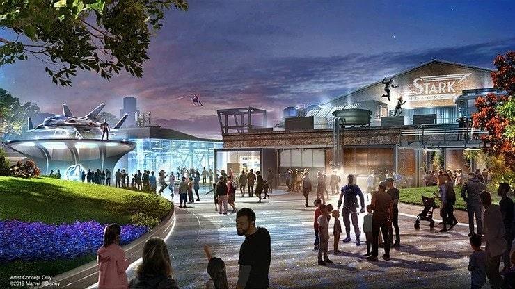 Arte conceptual del restaurante en la futura nueva zona Avengers Campus de Disneyland París