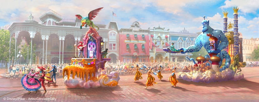 Concept art oficial de la nueva cabalgata diurna que llegará a Disneyland Paris en 2028