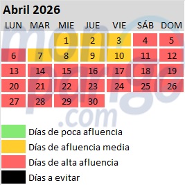 Calendario de afluencia en Disneyland Paris: Abril de 2026