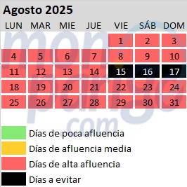 Calendario de afluencia en Disneyland Paris: Agosto de 2025