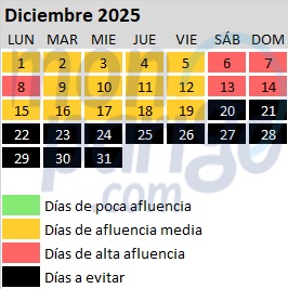 Calendario de afluencia en Disneyland Paris: Diciembre de 2025