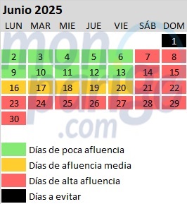 Calendario de afluencia en Disneyland Paris: Junio de 2025