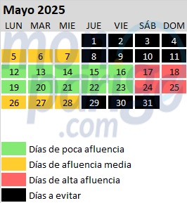 Calendario de afluencia en Disneyland Paris: Mayo de 2025