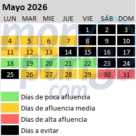 Calendario de afluencia en Disneyland Paris: Mayo de 2026