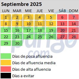 Calendario de afluencia en Disneyland Paris: Septiembre de 2025