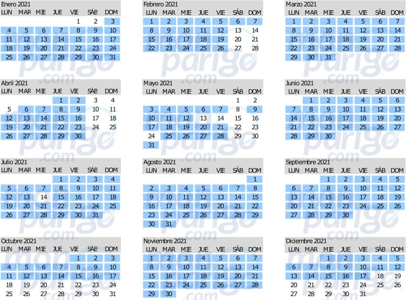 Calendario pase anual Magic Flex 2021