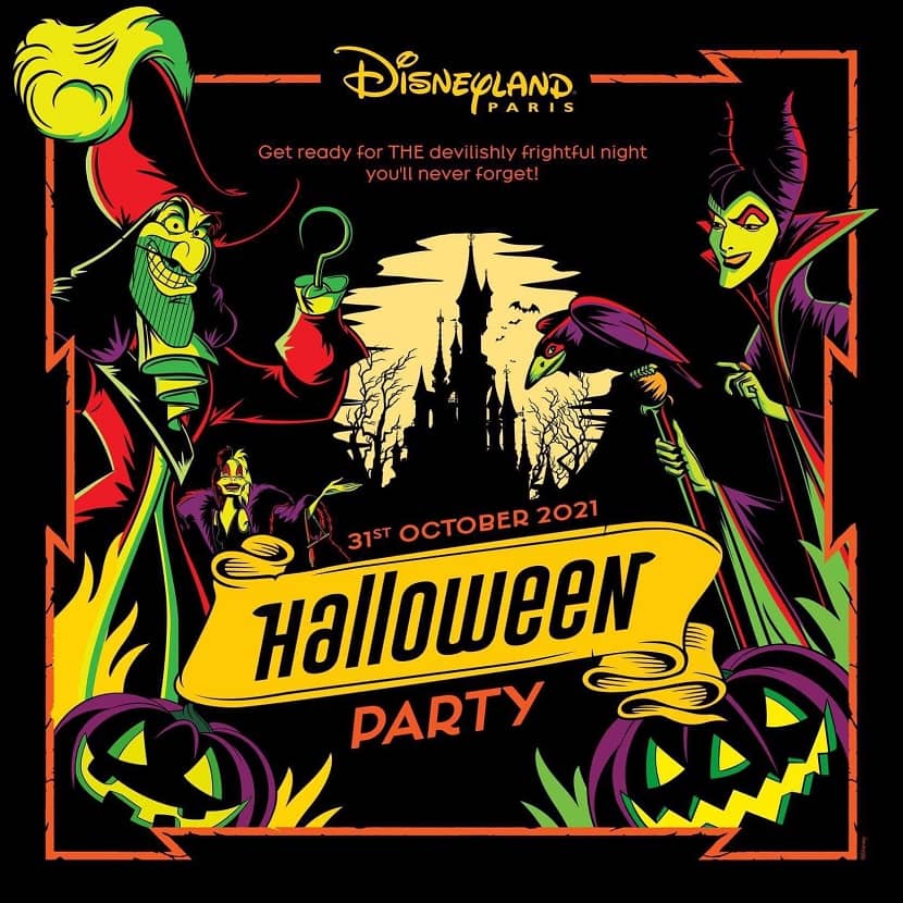 Cartel de la Fiesta de Halloween en Disneyland Paris 2021