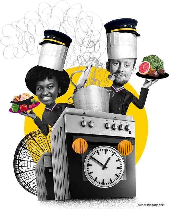 Cartel de Chefs de Gare - Mercado gastronómico en las estaciones de París - Octubre 2021