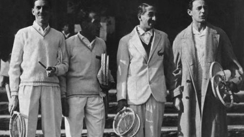 Los tenista René Lacoste, Henri Cochet, Jean Borotra y Jacques Brugnon, conocidos como «Los cuatro Mosqueteros»