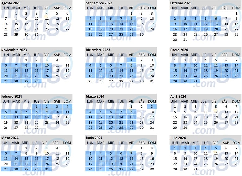 Calendario Disneyland Pass - Bronze  - 2023-2024 Disneyland Paris