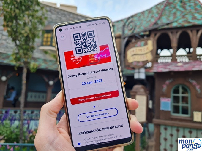 Disney Premier Access: Entrada para saltarse las colas en Disneyland Paris Móvil con código QR para saltarse las colas en las atracciones de Disneyland Paris