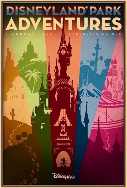 Cartel de la fiesta de pases anuales de Disneyland Paris