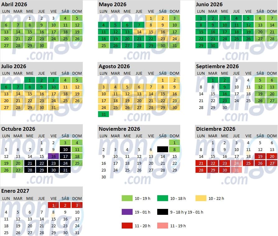 Horario Parque Astérix 2026 - Calendario apertura