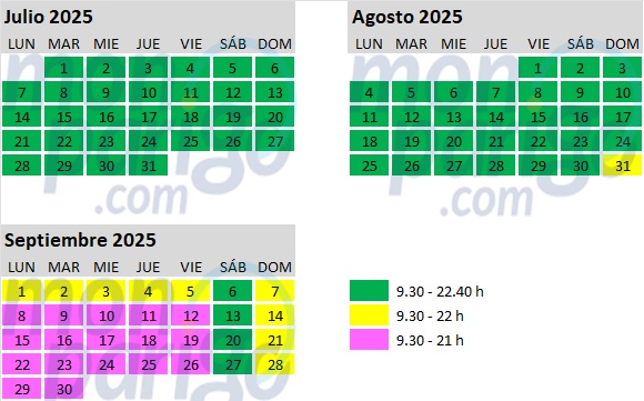 Horario Parque Disneyland - Julio, agosto y septiembre de 2025