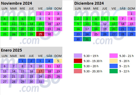 Horario Parque Walt Disney Studios - Noviembre y diciembre de 2024 - Enero 2025