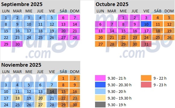 Horario Parque Walt Disney Studios - Septiembre, octubre y noviembre de 2025