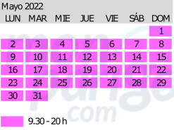 Calendario con el horario de Walt Disney Studios - Mayo 2022