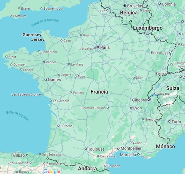 Mapa de Francia donde de ubican las principales ciudades de Francia