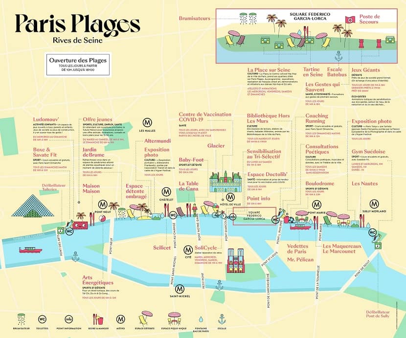 Mapa Paris Plages - Rives de Seine