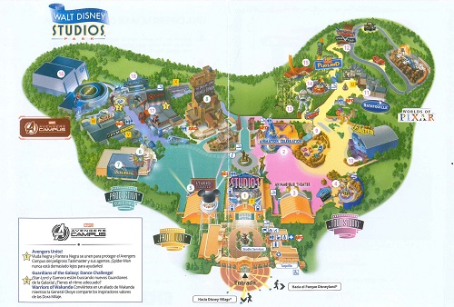 Mapa Parque Walt Disney Studios 2022-2023
