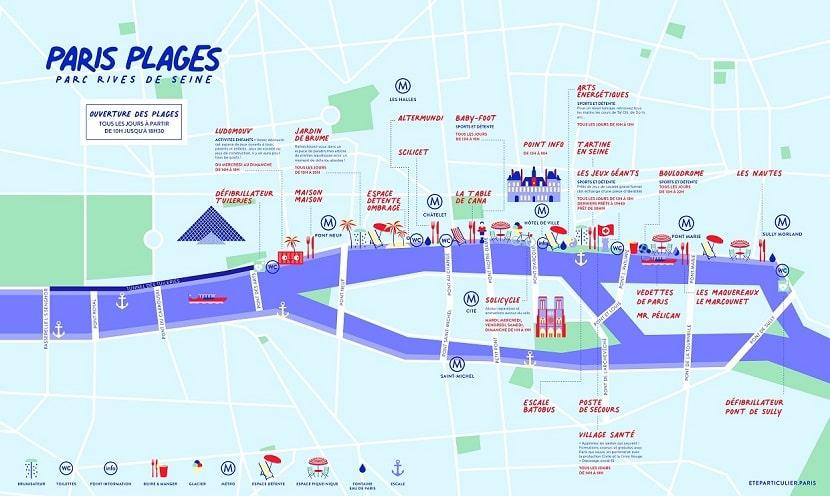 Mapa Rives de Seine - Paris Plages Mapa Rives de Seine Paris Plage