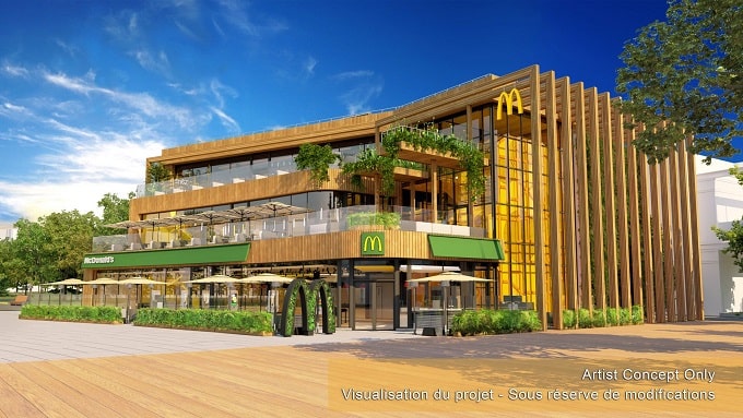 Arte conceptual del edificio del nuevo McDonald's de Disney Village
