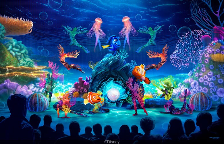 Nemo y otros personajes sobre el escenario