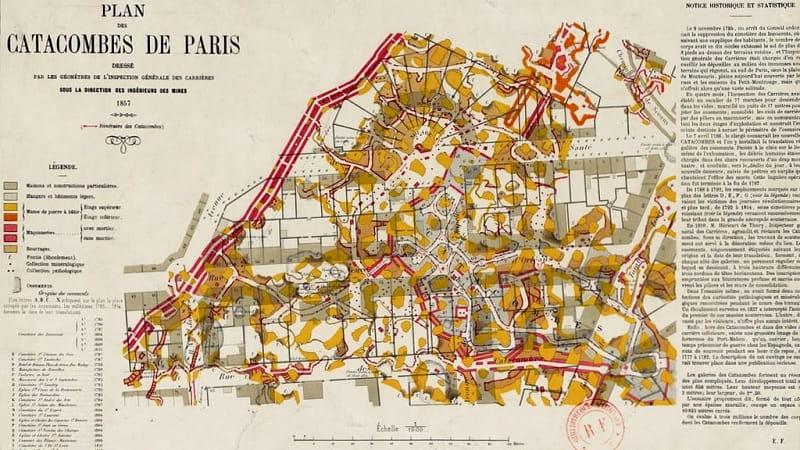 Plano antiguo de las catacumbas de París