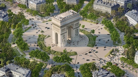 Reforma de los Campos Elíseos de París - Boceto de la rotonda