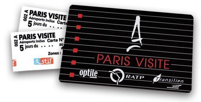 Ejemplo de tarjeta París Visite con sus billetes de metro RATP