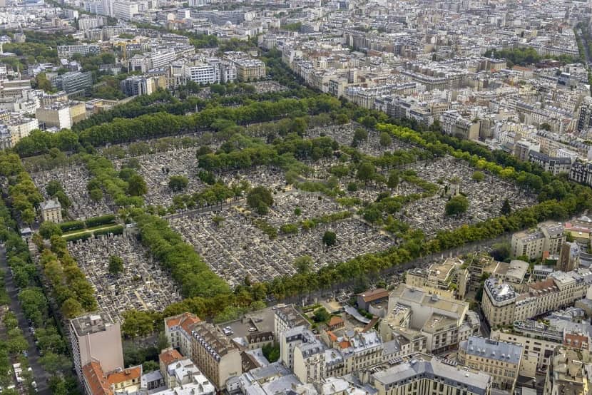 Vista aérea del cementerio del Père Lachaise de París