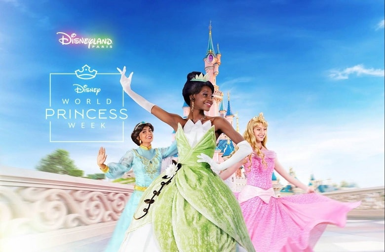 Princesas Disney anunciando su semana en Disneyland Paris